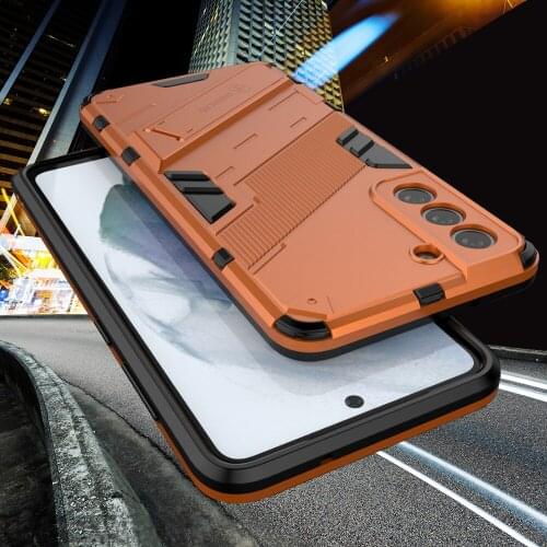 Shockproof Phone Case for Samsung Galaxy S21 FE 5G Ultra Plus S21+ Camera Lens Protection Back Kickstand Phone Cover Stand Capas