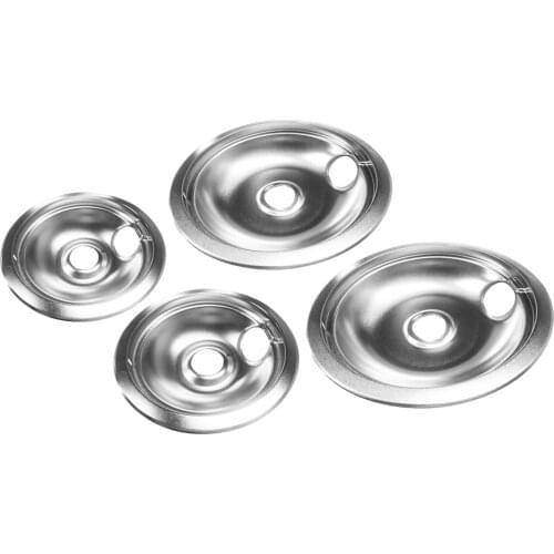 Replacement Stove Range Oven Drip Bowl Pan, 2 Small 6inch & 2 Large 8inch, Chrome Finished