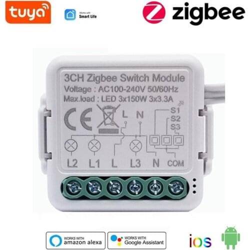 Zigbee Tuya Smart Wifi Switch Breaker Module 3way Dual-control Concealed Timer Switch App Remote Voice Control Work Alexa Google