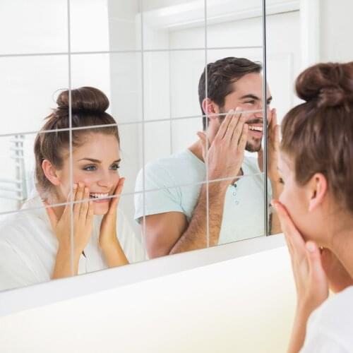 Mirror Wall Sticker Square Self-adhesive Acrylic Mirror Tiles Stickers For Bedroom Bathroom Home Decor Mural