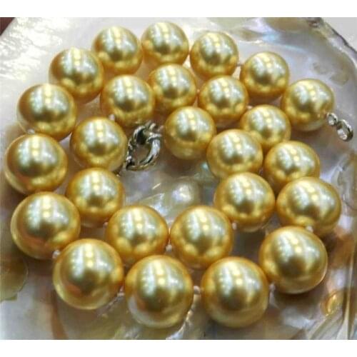 16mm Golden South Sea Shell Pearl Necklace 18" AAA
