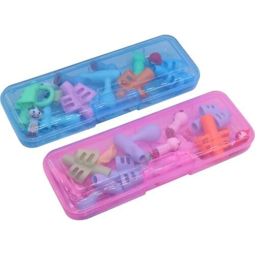 1 set Contain 13 Pcs Child Hand Writing Pen Writing Assistant Cartoon Stationery Silicone Pen Holder Student Supplies
