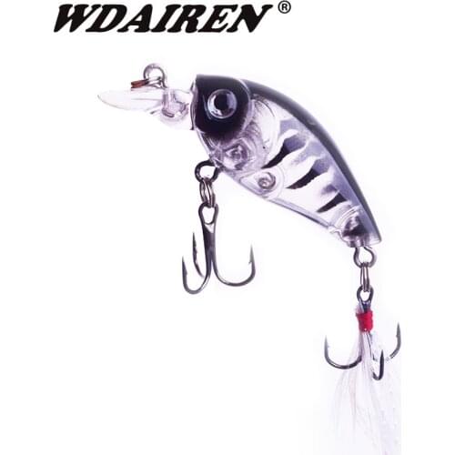 1Pcs Mini Crank Topwater Fishing Lure 45mm 4g Japan Hard Wobblers With Feather hook Bait Artificial Trout Pike Carp Fishing