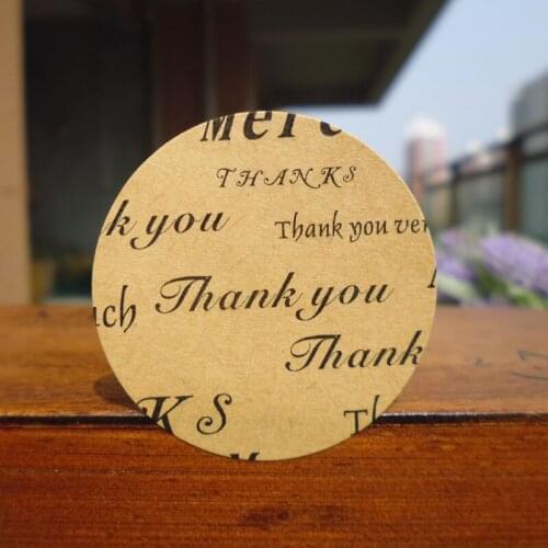 102PCS Thank You Kraft Paper Sticker Vintage Merci Gift Stickers Bakery Cookie Packaging Bag Seal Labels DIY Party Decoration