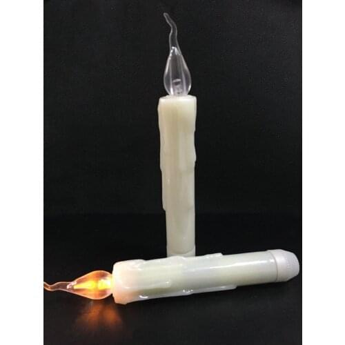 120pcs LED Taper Battery Operate Flameless Candle lamp Dipped wax Flickering light f/Wedding Xmas Home party decor 17CM(H)-Amber