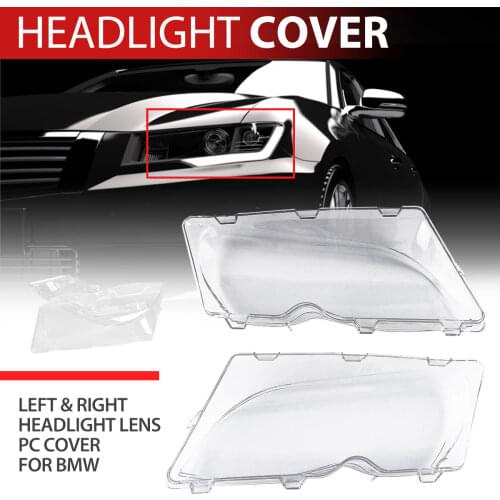 2 Pcs Car Lights Headlight Lens Shell Lamp Cover Replacement Glass For BMW E46 318i/320i/ 325i/ 325xi/ 330i/330xi (2002-2005)