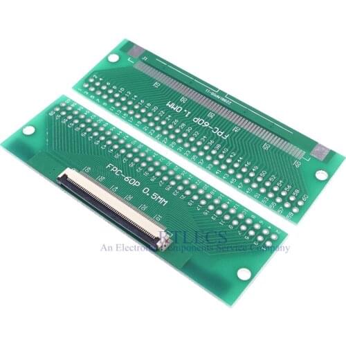 200 pcs DIY 60 PIN 0.5mm FFC FPC Connector adapter to 2.54mm Space 1' pitch through hole DIP PCB adapter solder