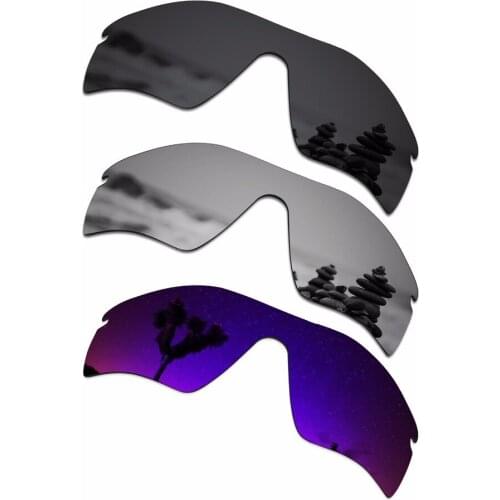 SmartVLT 3 Pieces Polarized Sunglasses Replacement Lenses for Oakley Radar Path Stealth Black & Silver Titanium & Plasma Purple