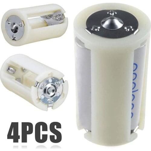 4PCS Translucent AA to Size D Battery Converter Adapter Case AA Battery Case GDeals