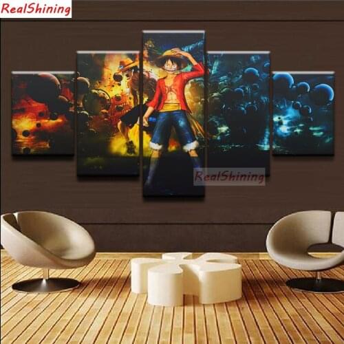 5pcs DIY Diamond Painting One Piece Luffy Full Square Diamond Embroidery Mosaic Picture Of Rhinestone H1822