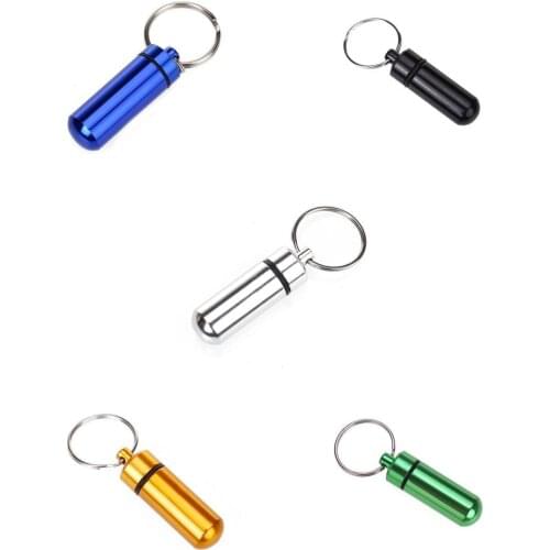 5 Pcs Waterproof Air-tight Pill Bottle Stash Case Container Box Holder Keychain for Home Outdoor Camping Hiking Use