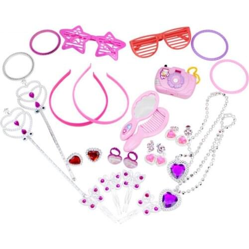 72Pcs/Set Kids Girls Pretend Princess Toy Jewelry Necklace Fairy Wand Girl Dress up Play Toy Dress up Accessory For Girls Party