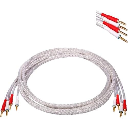 AVPLAY AV-0803 Top Class hiend HiFi Audiophile Biwired Speaker Cable OFC Cooper Body Sliver Cover Plug Plated Gold 8mm² 16 Cores