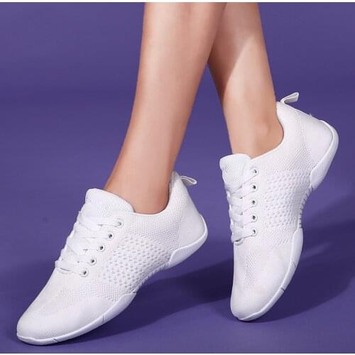 White Aerobic Shoes Childrens Adult Fitness Shoes Gymnastics Sports Dance Shoes for Women Cheerleading Shoes Womens Square