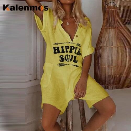 Bodysuit Women Summer Overalls Letter Print V Neck Cotton Linen Loose Trousers Romper Sexy Streetwear Elegant Jumpsuit Plus Size