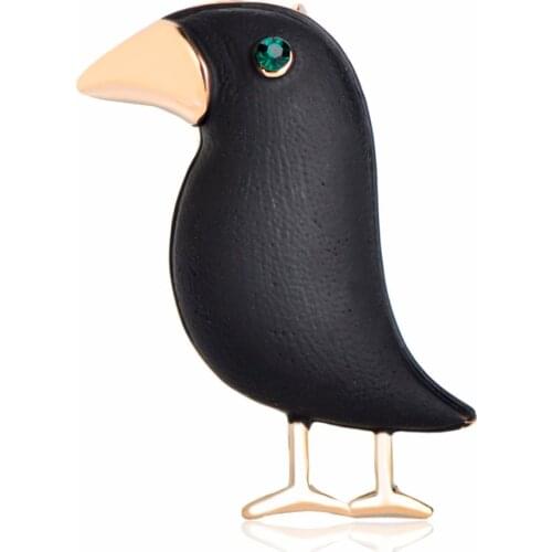 Funmor Crow Brooch Black Paint Bird Enamel Brooches Men Women Suits Dress Hat Collar Brooch Pins Animal Scarf Buckle Fine Gift