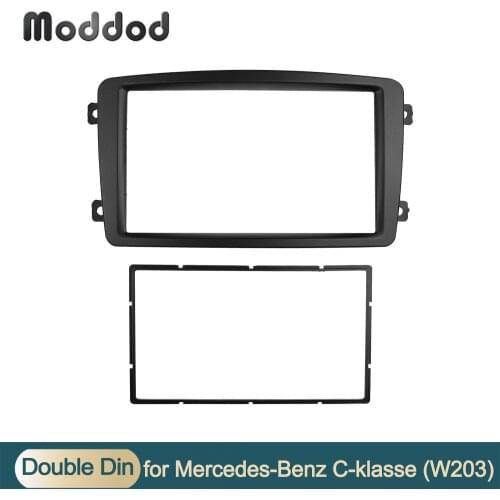 Double Din Stereo Panel For Benz C CLASS W203 Radio Fascia DVD Dashboard Refitting Installation trim kit frame CD Bezel