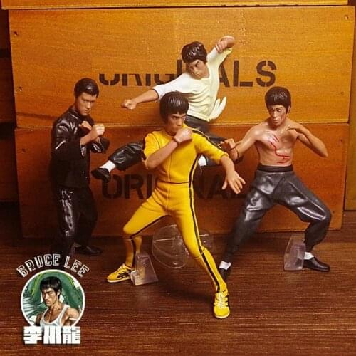 4 Styles Bruce Lee Action Figure King of Kung Fu PVC Figurine Assemble Model Toy Boy Gifts