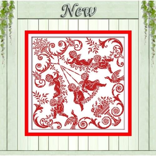 The swinging angels fairy home decor painting counted printed on canvas DMC 14CT 11CT Cross Stitch Needlework Set Embroider kits