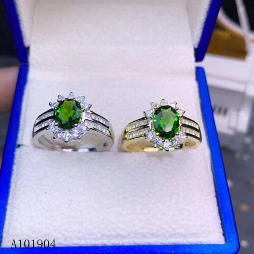 KJJEAXCMY boutique jewelry 925 sterling silver inlaid natural diopside gemstone female luxury ring support detection