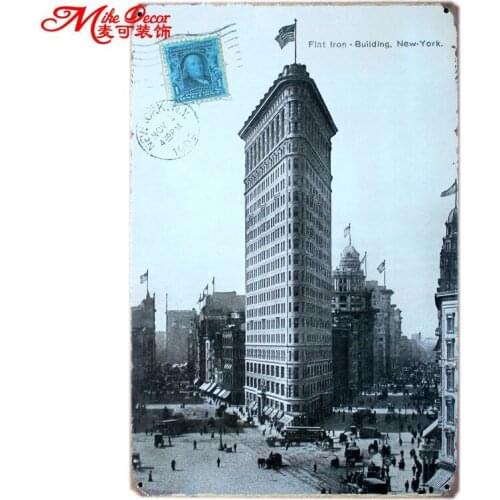 [ Mike86 ] Retro Flat Iron Building Metal Posters wall decor House Office Bar wall Painting art B-165 Mix order 20*30 CM
