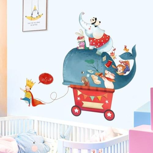 Cartoon Whale Wall Stickers Childrens Room Bedroom Decor Kindergarten Background Wall Decoration Wallpaper