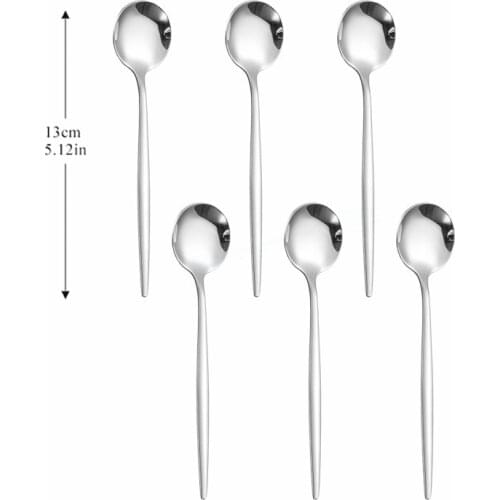 Spoon Silver Stainless Steel Cutlery Set 6pcs Tea Spoon Kitchen Complete Tableware Set Western Silverware Luxury Dinnerware Set