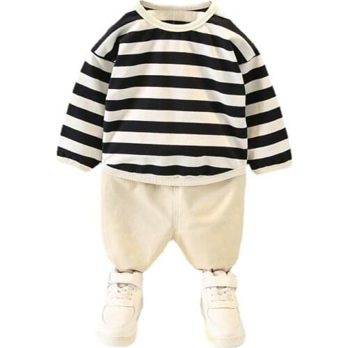 New Spring Autumn Baby Girl Clothes Fashion Children Boys T-Shirt Pants 2Pcs/Sets Toddler Striped Casual Costume Kids Tracksuits