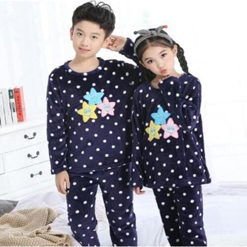 Autumn Children Pajamas Sets Warm Flannel Sleepwear Girls Loungewear Coral Fleece Kids Pijamas Homewear Winter Pyjama Nightwear