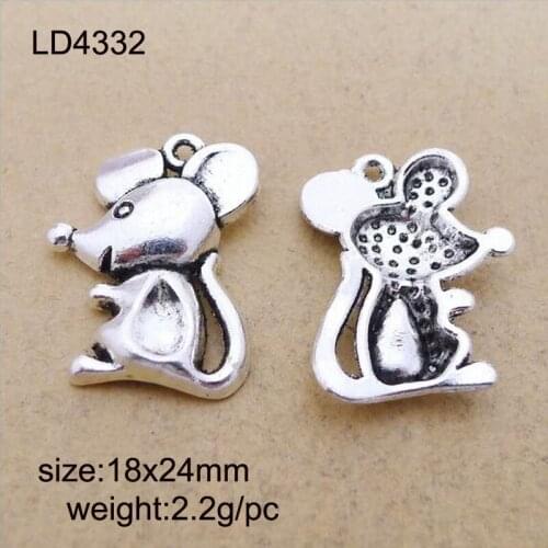 25pcs 18x24mm Antique Silver Alloy Mouse Charm Pendant Jewelry Findings Accessories