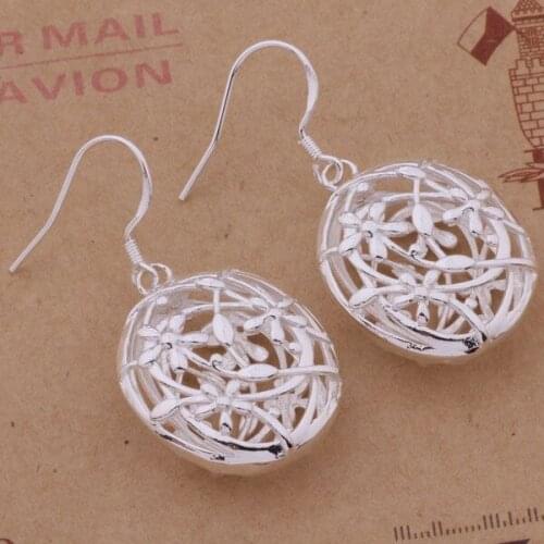 AE399 Hot sterling earrings , fashion jewelry , Hollow out globular /cjqalaxa atsajkza silver color