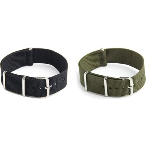 2 Pcs Watch Strap Band Army Nylon Canvas Divers G10 mens Width:22mm, Army Green & Black