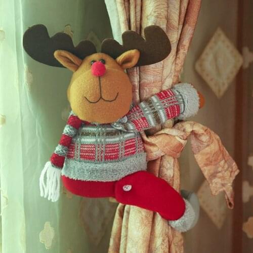 Christmas Curtain Buckle Cute Elk Santa Claus Christmas Decoration for Window Home Happy New Years 2021 Home Decor