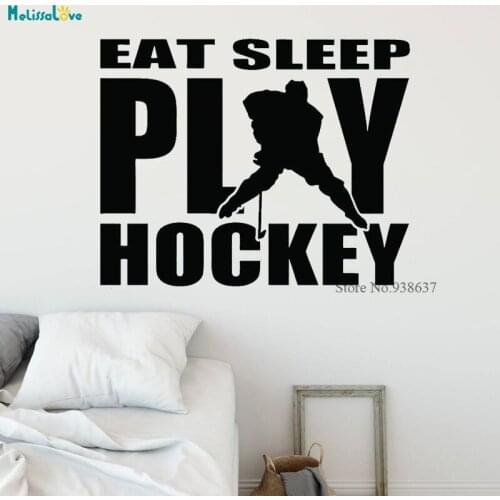 Eat Sleep Play Hockey Sticker Sports Lover Kid Room Baby Child Decal Removable Vinyal Wall Sticker BA287