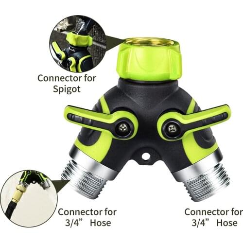 Garden outdoor metal double-pass shunt, rubber-coated high-pressure Y-shaped plastic telescopic tube hose water gun connector