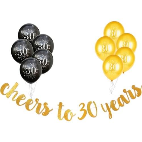 Cheers to 30 40 50 60 Years Birthday Decor Gold Glitter Paper Banner Garland Number Balloon 50 Birthday Party Decorations Adult