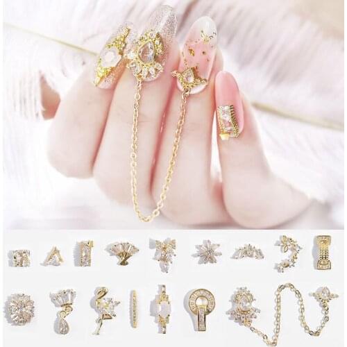 High Quality New Alloy Zircon Metal Jewelry Real Gold Plating Does Not Fade Shiny Rhinestones 3D Charm DIY Nail Art Decoration