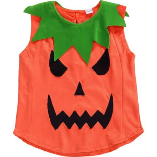 2-7T Halloween Toddler Kid baby Girl Boy Clothes Sleeveless pumpkin Tank Top Cute Sweet T Shirt Party Club tshirt Vest Outfit