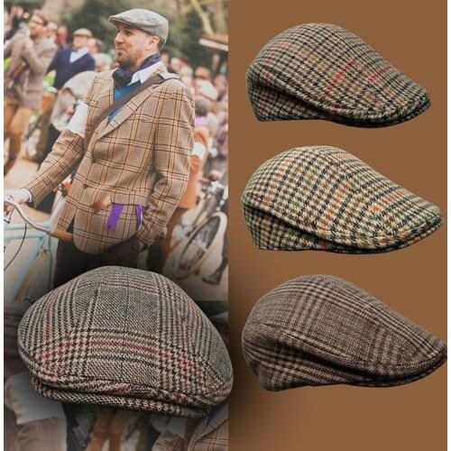 New Newsboy Cap Beret Hat Men Women Hat Grid Gatsby Octagonal Herringbone Vintage Ivy Hats BLM228