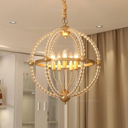 Globe golden chandelier sphere light crystal bead modern round chandelier kitchen lighting in dining/living room bedroom 5 light