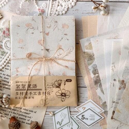 30Pcs/Lot Retro Paper Flower Background Mix Material Paper Junk Journal Planner Scrapbooking Vintage Decorative DIY Craft Paper
