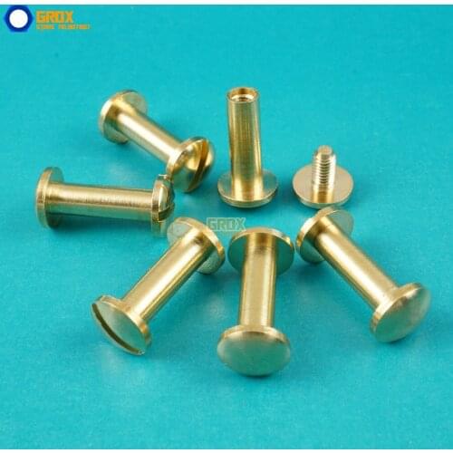 50 Set 8*13mm Solid Brass Rivet Chicago Screw for Leather Craft Belt Wallet / Cambered
