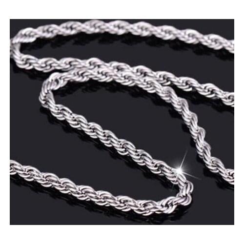 50/55/60/74 Cm Silver Plated 3mm Twisted Twine Necklace for Men Fashion Sweater Chain Link Jewelry Accessorie No Fade Party Gift