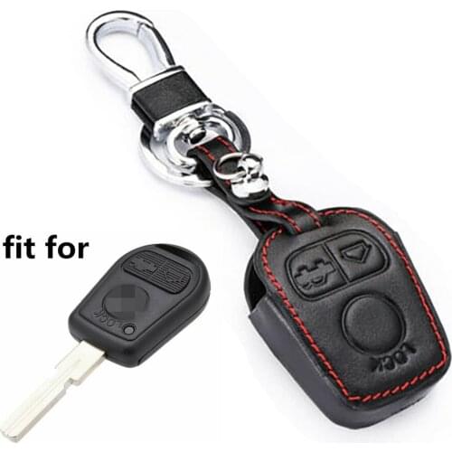 Black Leather 3 Buttons Key Chain Cover Case For BMW E34 E36 E38 E39 E46 3 5 7 Interior Accessories Key Case For Car