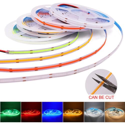 COB LED Strip Light DC12V 24V High Density Flexible COB Led Light Strips 384 LEDs Super Bright LED Tape Dimmable Linear Ribbon