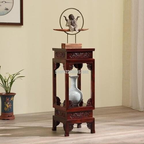 Mahogany Chinese style living room floor type whole installation flower stand Broadleaf Dalbergia flower table Indonesia black r