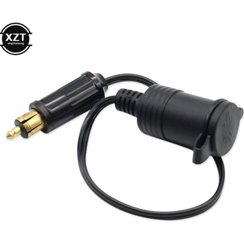 DC 12V 24V EU Plug For BMW DIN Hella Motorcycle Charger Socket Outlet Convert To Car Cigarette Lighter Adapter Power Lead Cable