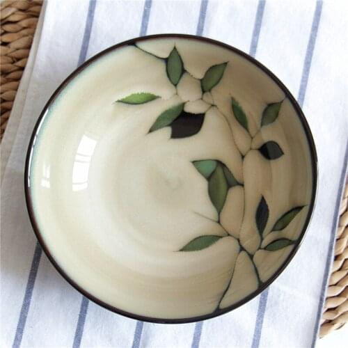 EECAMAIL Retro ceramic tableware Japanese-style Hand-painted Bamboo Ramen Bowl Rice Bowl Salad Bowl Soup Bowl