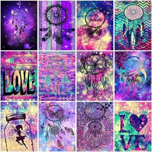 Purple Dream Catcher Diamond Painting Accessories Diy Cross Stitch Kits Full Round Square Diamond Embroidery for Home Decoration