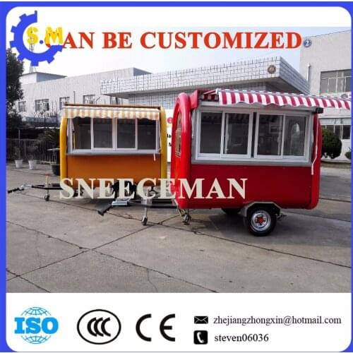 Customized design mobile hot dog vending cart food cooking trailer with good quality chinese outdoor food kiosk catering carts